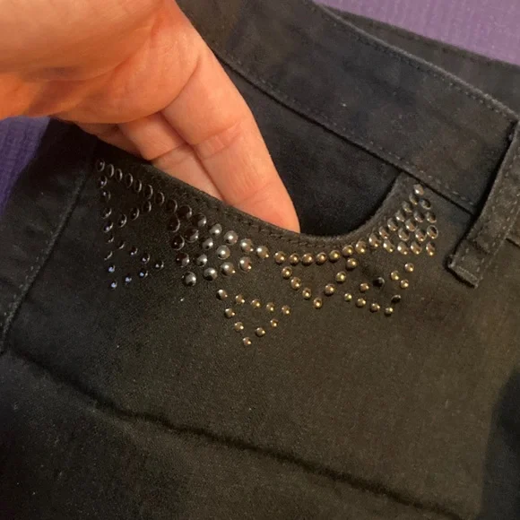 City Streets Black Studded Jean Shorts - Picture 4 of 6